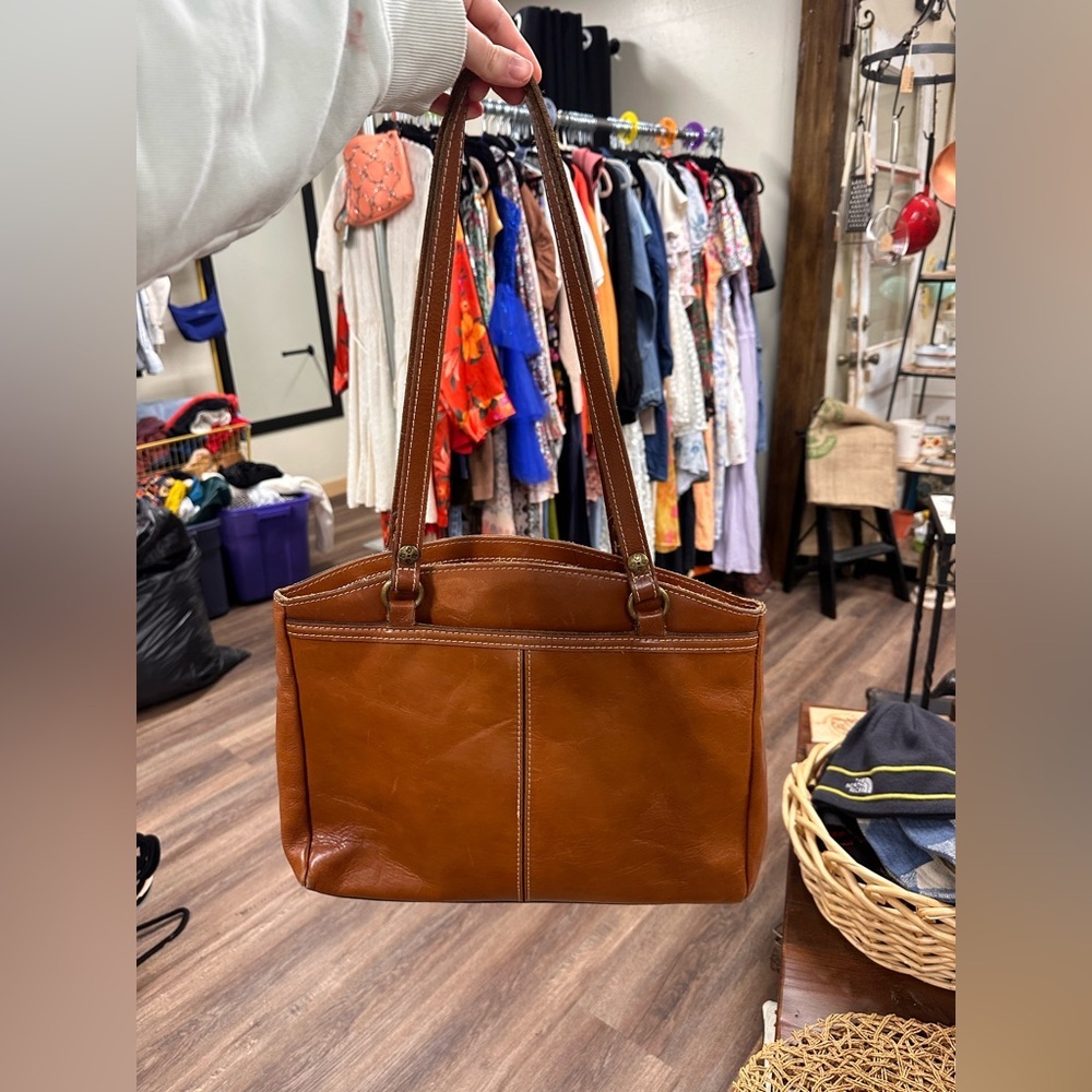 Patricia Nash tote shoulder hand bag brown color